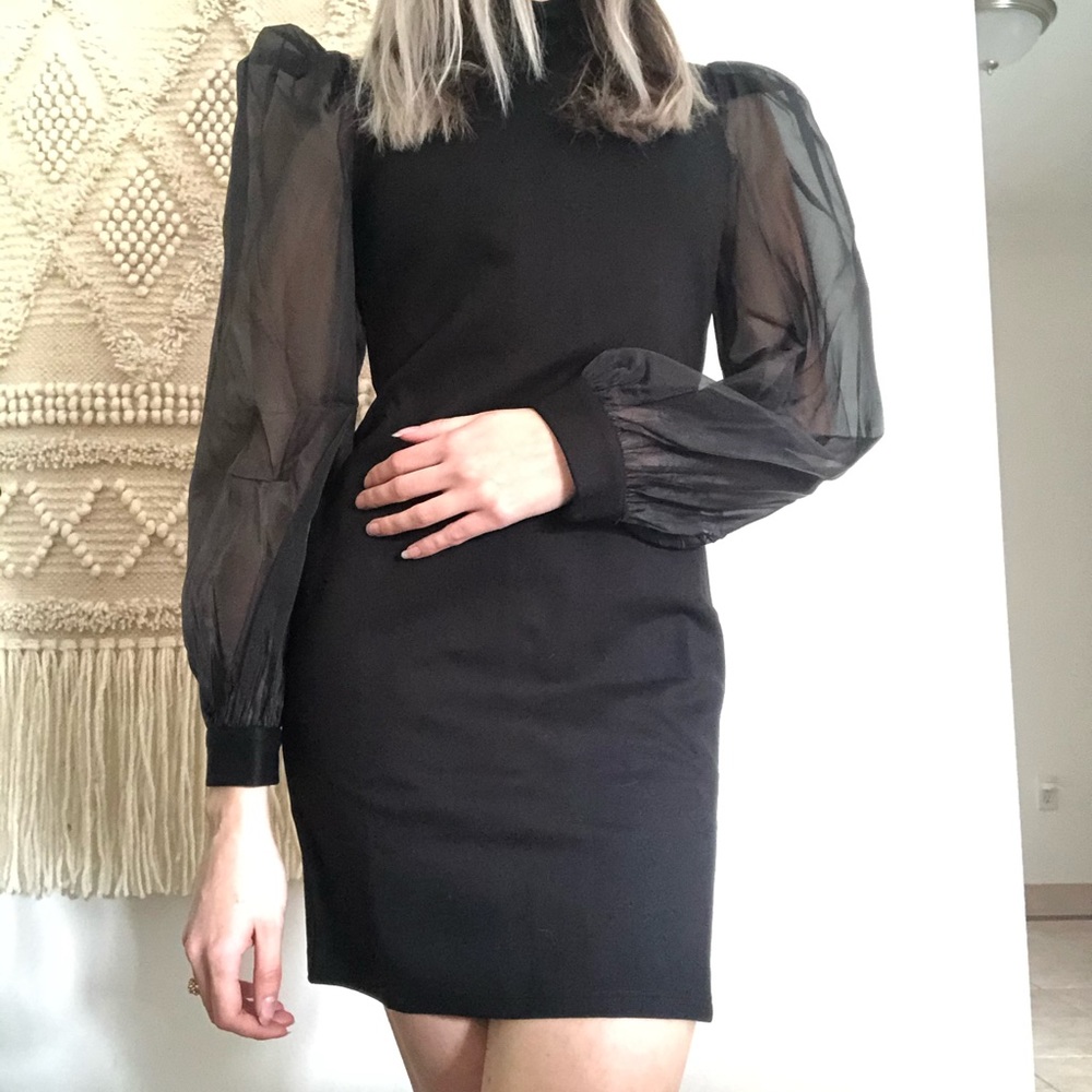 Sheer sleeve dress